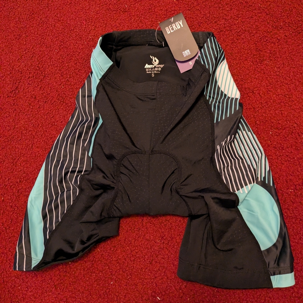 Beroy Black and Teal Padded Cycling Shorts